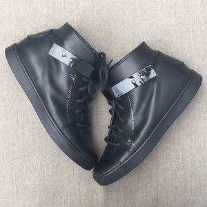 GIUSEPPE ZANOTTI Hi-Top Sneaker with Gold Accents